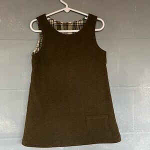 Handmade Girls Green Jumper Dress Size 3T-4T Pocket Lined Cottage Vintage Style